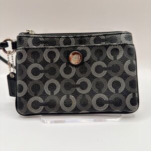 Coach Black and Gray Leather Wristlet